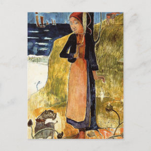 Jeanne d'Arc, or Breton girl spinning Paul Gauguin Postcard