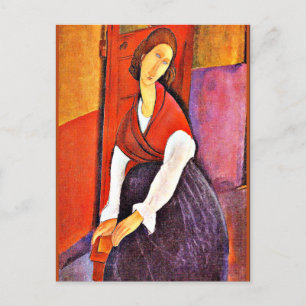 Jeanne Hebuterne in a Red Shawl by Modigliani Holiday Postcard