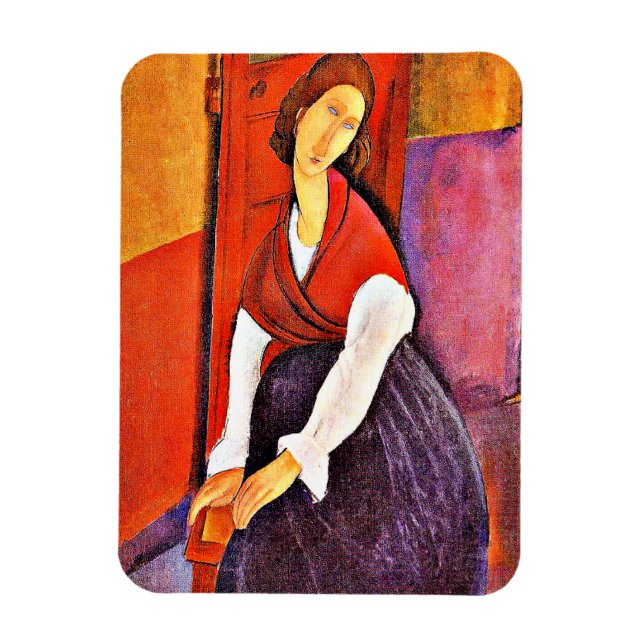 Jeanne Hebuterne in a Red Shawl by Modigliani Magnet (Vertical)