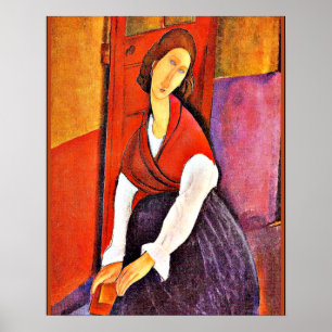 Jeanne Hebuterne in a Red Shawl by Modigliani Poster