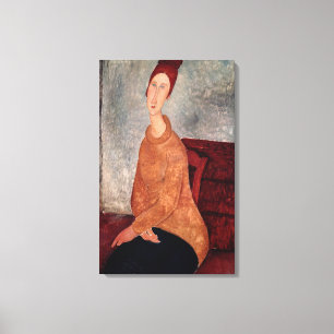 Jeanne Hebuterne in a Yellow Jumper, 1918-19 Canvas Print
