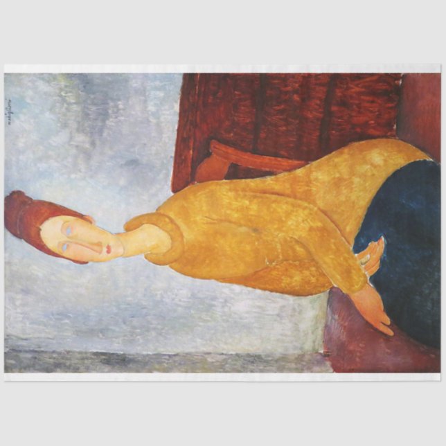 Jeanne Hebuterne in Yellow Sweater, Modigliani Tissue Paper (Front)