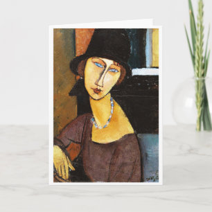 Jeanne Hebuterne with Hat and Necklace, Modigliani Card