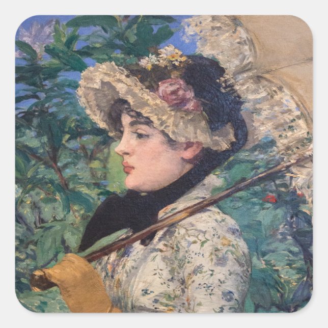 Jeanne (Spring)  By Édouard Manet Square Sticker (Front)