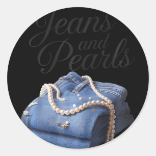 Jeans And Pearls For Ladies 2025 Jean With Pearls Classic Round Sticker
