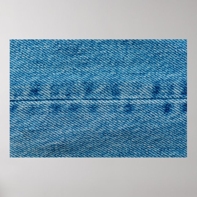 Jeans close up background. Denim stitching. Blue f Poster (Front)