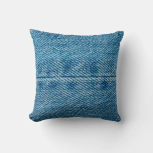 Jeans close up background. Denim stitching. Blue f Throw Pillow