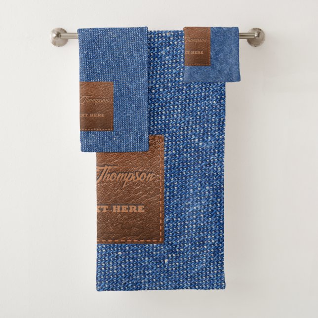 Jeans de denim bleu foncé moderne texture Patch en (En situation)
