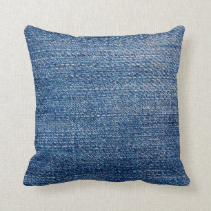 Jeans fabric denim structure blue throw pillow