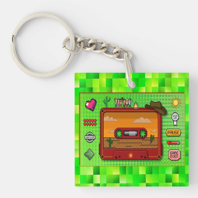 Jeans games pixel art. keychain (Front)