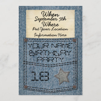Jeans Pocket Birthday Party Invitations