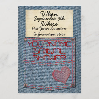Jeans Pocket Bridal Shower Invitations