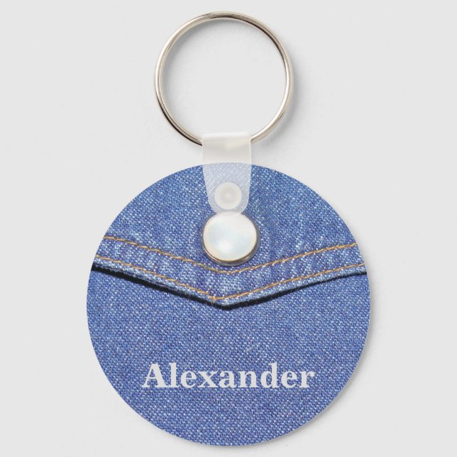 Jeans Pocket Design - Personalized Name Keychain (Front)