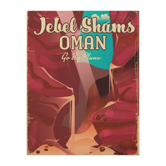 Jebel Shams, Oman vintage travel poster. Wood Print