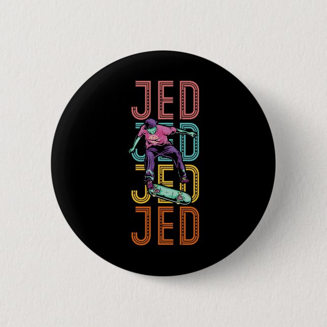 Jed Custom Skateboarding Hob  2 Inch Round Button (Front)