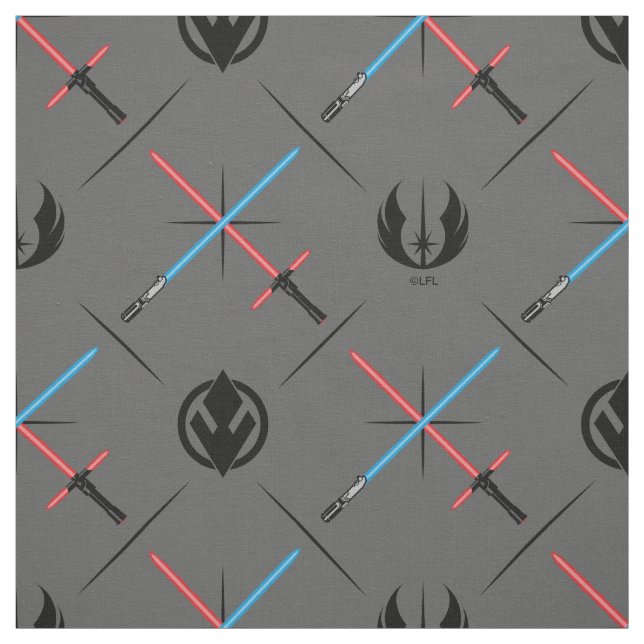 Jedi Vs Sith Lightsaber & Logo Pattern Fabric (Swatch)