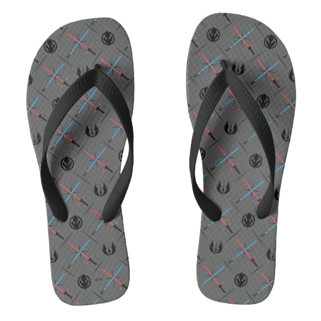 Jedi Vs Sith Lightsaber & Logo Pattern Flip Flops (Footbed)