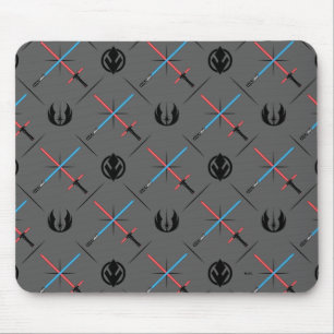 Jedi Vs Sith Lightsaber & Logo Pattern Mouse Pad