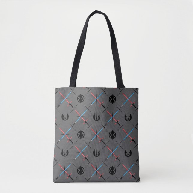 Jedi Vs Sith Lightsaber & Logo Pattern Tote Bag (Front)
