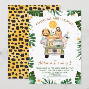 Jeep Safari Calling All Party Animal Birthday Invitation