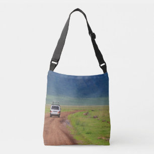 Jeep through a National Park in Africa Serengeti Crossbody Bag