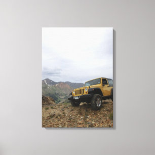 Jeep yellow rubicon mountain canvas print