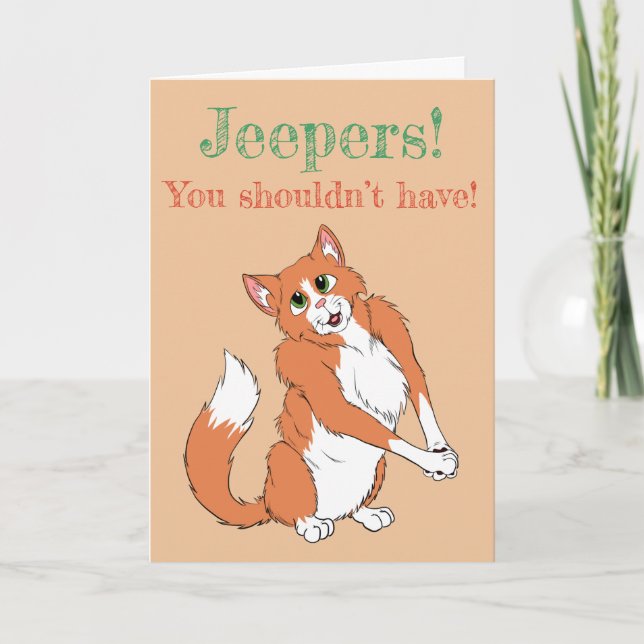 Jeepers! Fluffy Cat Thank You Card (Front)