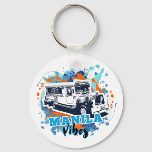Jeepney Manila Vibes Blue Orange Keychain
