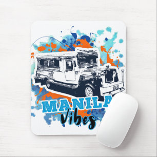 Jeepney Manila Vibes Blue Orange Mouse Pad