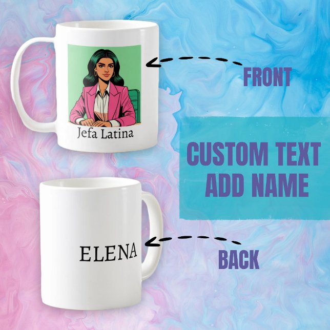 Jefa Latina Pop Art Custom Name Coffee Mug (Jefa Latina Pop Art Custom Name Coffee Mug.)