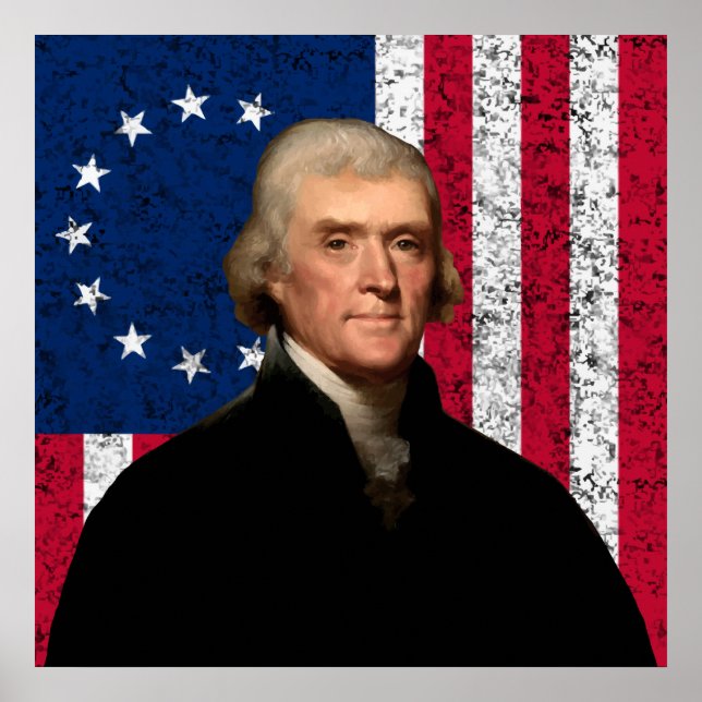 Jefferson and The American Flag -- Border Poster (Front)