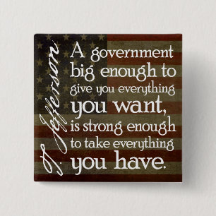 Jefferson: Beware of Big Government 2 Inch Square Button