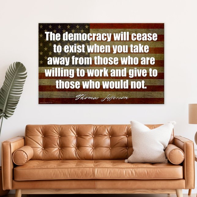 Jefferson: Democracy will cease to exist... Poster (Patriotic Poster)