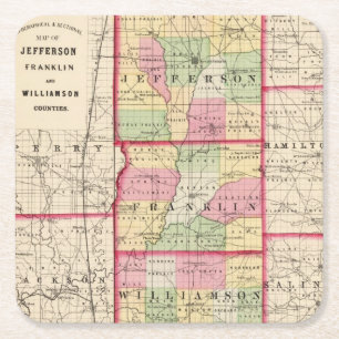 Jefferson, Franklin, Williamson counties Square Paper Coaster