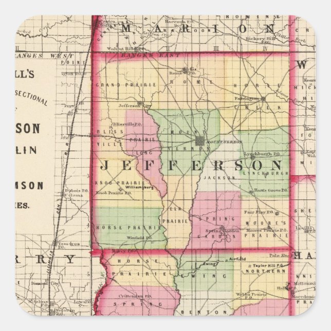 Jefferson, Franklin, Williamson counties Square Sticker (Front)