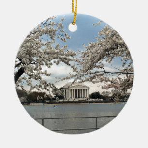 Jefferson Memorial Washington DC Cherry Blossoms Ceramic Ornament
