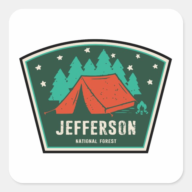 Jefferson National Forest Camping Square Sticker (Front)