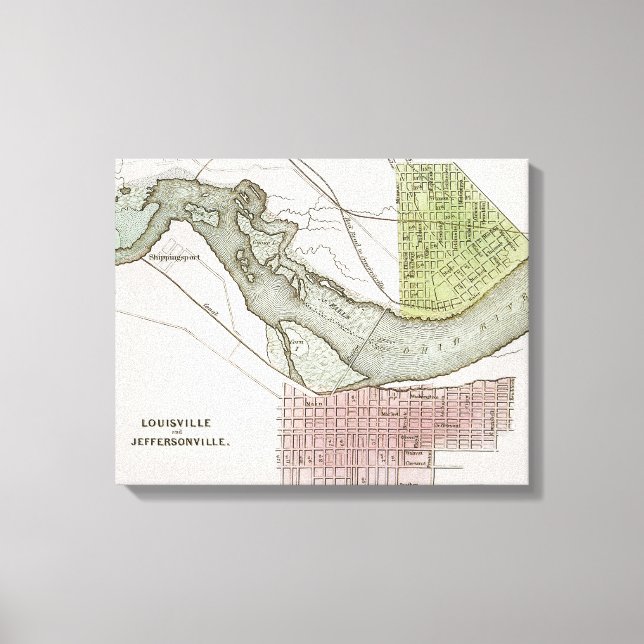 JEFFERSONVILLE, INDIANA: MAP CANVAS PRINT (Front)