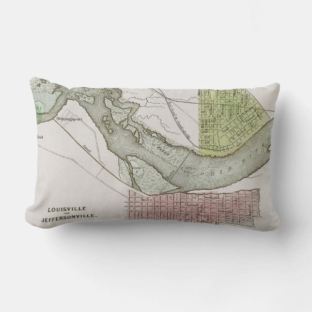 JEFFERSONVILLE, INDIANA: MAP LUMBAR PILLOW (Front)