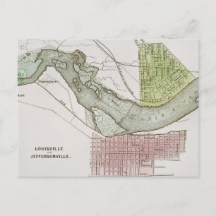 JEFFERSONVILLE, INDIANA: MAP POSTCARD