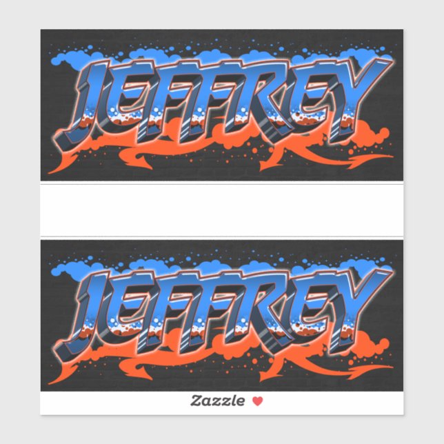 Jeffrey First name Graffiti Sticker (Sheet)