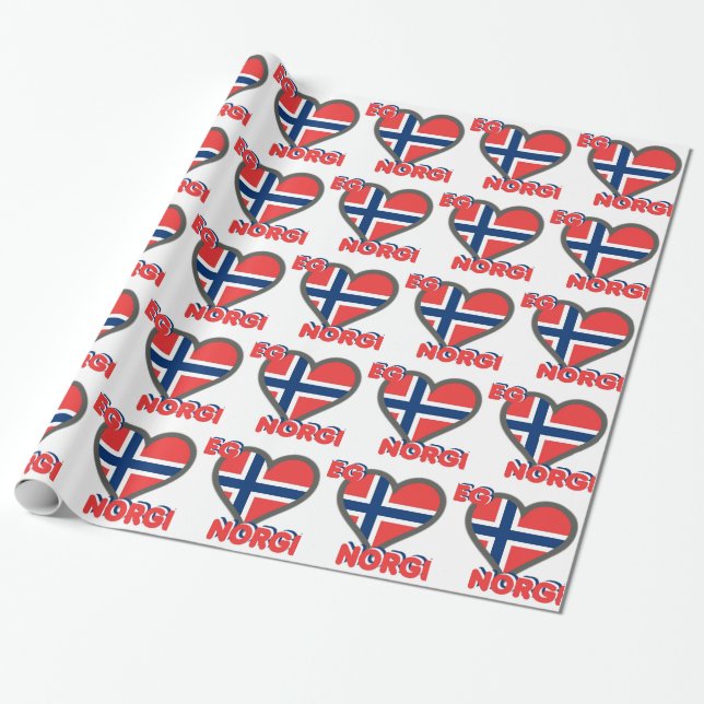 Jeg Elsker Norge (I Love Norway) Wrapping Paper (Unrolled)
