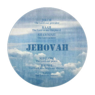 Jehova Jireh Shalom Rapha Blu Sky White Clouds Cutting Board