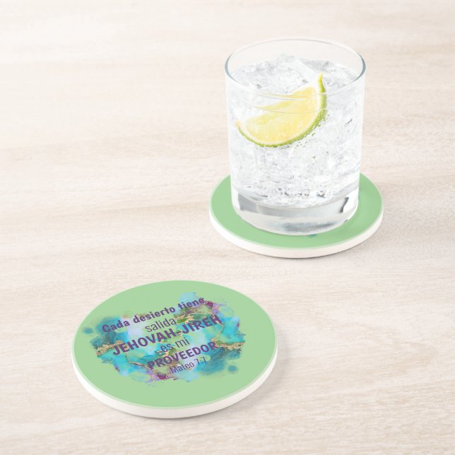 Jehovah Jireh Proveedor Green Purple Blue Coaster (Side)