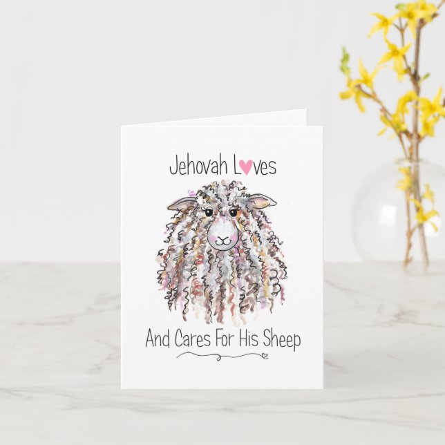 "Jehovah Loves His Sheep" Card (Yellow Flower)