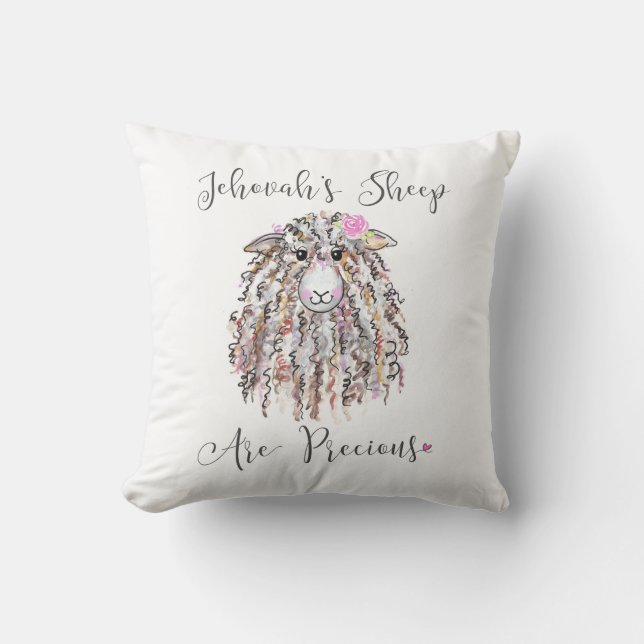“Jehovah’s Sheep Are Precious”  Throw Pillow (Front)