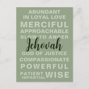 Jehovah's Qualities   JW Postcard