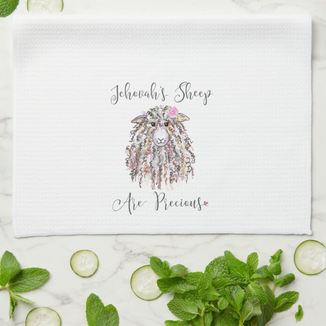 "Jehovah's Sheep Are Precious" Kitchen Towel (Folded)