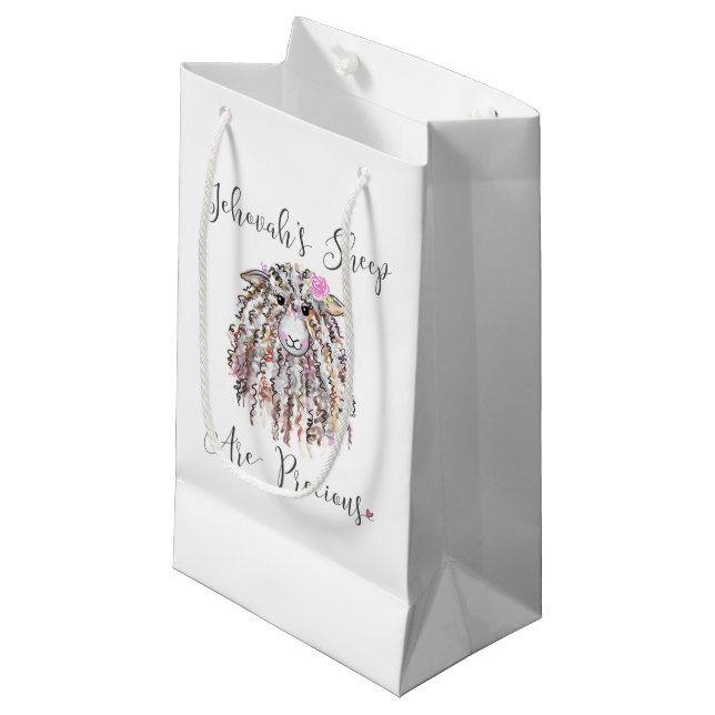 “Jehovah's Sheep Are Precious” Small Gift Bag (Front Angled)