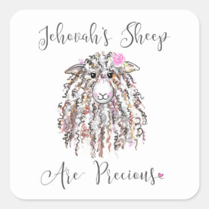 “Jehovah's Sheep Are Precious" Square Sticker